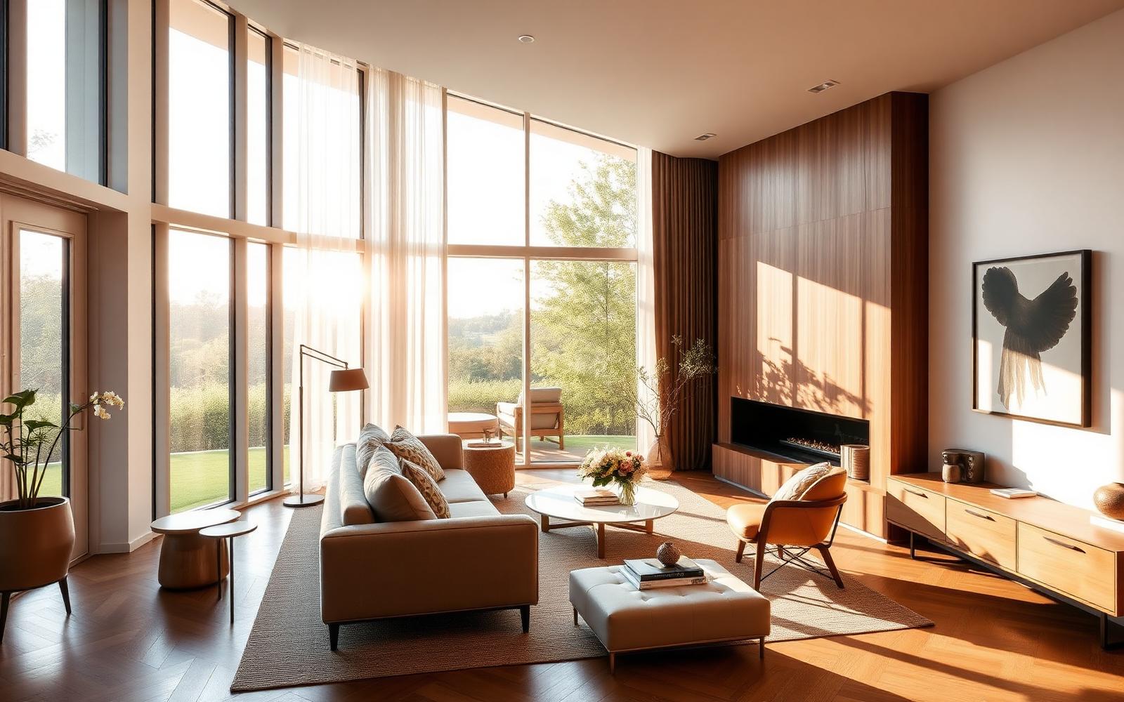 Sunlit modern living room of a managed vacation rental